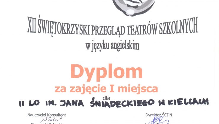 XII Świętokrzyski Przegląd Teatrów Szkolnych w Języku Angielskim